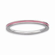 Sterling Silver Pink Enameled 1.5mm Ring