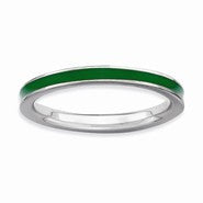 Sterling Silver Green Enameled 2.25mm Ring