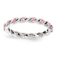 Sterling Silver Created Pink Sapphire Ring