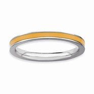 Sterling Silver Orange Enameled 2.25mm Ring