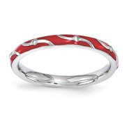 Sterling Silver Red Enamel Ring