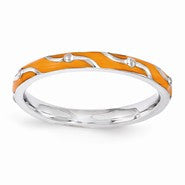 Sterling Silver Orange Enamel Ring