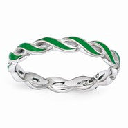 Sterling Silver Green Enamel Ring