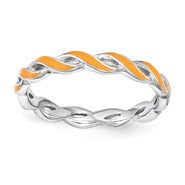 Sterling Silver Orange Enamel Ring