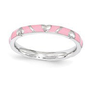 Sterling Silver Pink Enamel Heart Ring