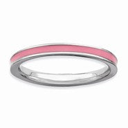 Sterling Silver Pink Enameled 2.25mm Ring
