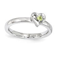 Sterling Silver Peridot Heart Ring