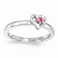 Sterling Silver Pink Sapphire Heart Ring
