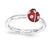 Sterling Silver Red & Black Enamel w/Diamond Ring
