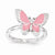 Sterling Silver Pink Enamel Butterfly Ring