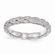 Sterling Silver Rhodium-plated Twist Ring
