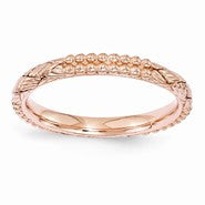 Sterling Silver Rose Gold-plated Patterned Ring