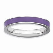 Sterling Silver Purple Enameled 3.25mm Ring