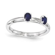 Sterling Silver Sapphire Two Stone Ring
