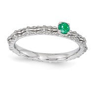 Sterling Silver Emerald Single Stone Ring