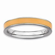 Sterling Silver Orange Enameled 3.25mm Ring