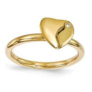 Sterling Silver Gold-plated Heart Diamond Ring