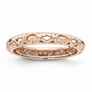 Sterling Silver Pink-plated Carved Ring
