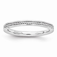 Sterling Silver Rhodium Channeled Ring