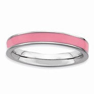 Sterling Silver Pink Enameled 3.25mm Ring