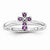 Sterling Silver Rhodium Amethyst Cross Ring