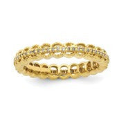 Sterling Silver Gold-plated Carved with Diamond Ring