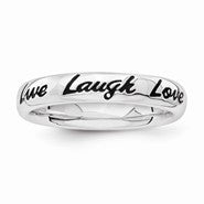 Sterling Silver Enamel Live Laugh Love Ring