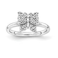 Sterling Silver Diamond Butterfly Ring
