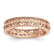 18k Rose Gold Plated Sterling SilverCarved Band, Size 9, Jewelry Ring