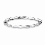 Sterling Silver Rhodium Rice Bead Ring