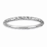 Sterling Silver Rhodium Twisted Ring