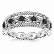 Sterling Silver Created Wh Sapphire & Blk Sapphire Flip Ri, Size 8, Jewelry Ring