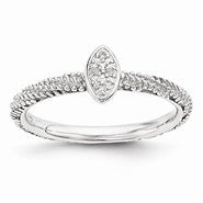 Sterling Silver Diamond Textured Ring