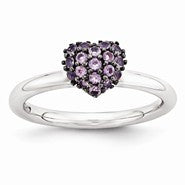 Sterling Silver Amethyst Heart Ring