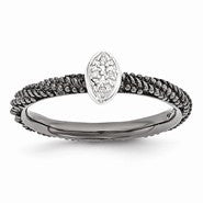 Sterling Silver Diamond Ruthenium Plated Ring