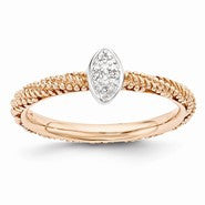Sterling Silver Diamond Rose Gold Plated Ring