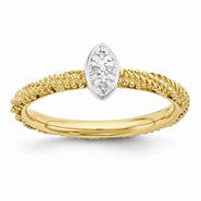 Sterling Silver Diamond Yellow Gold Plated Ring