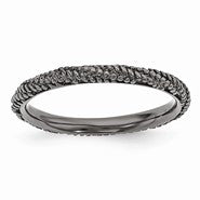 Sterling Silver Polished Ruthenium Plated Ring