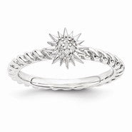 Sterling Silver Diamond Star Ring