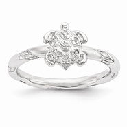 Sterling Silver Diamond Turtle Ring