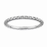 Sterling Silver Rhodium Criss-cross Ring