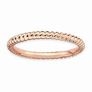 Sterling Silver Pink-plated Twisted Ring