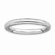 Sterling Silver Rhodium Textured Ring