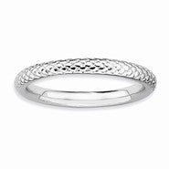 Sterling Silver Rhodium Cable Ring