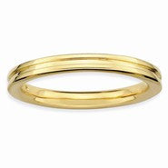 Sterling Silver Gold-plated Grooved Ring