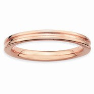 Sterling Silver Pink-plated Grooved Ring