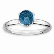 Sterling Silver Blue Topaz Briolette Ring