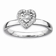 Sterling Silver Heart Diamond Ring