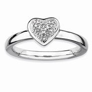Sterling Silver Heart Diamond Ring