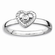 Sterling Silver Heart Diamond Ring